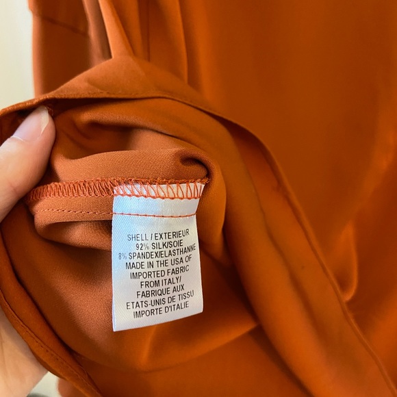 Milly Orange / Brown Bell Sleeve Blouse Size 6 - Picture 6 of 7
